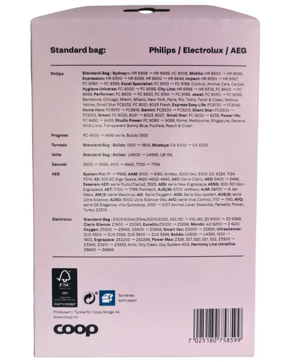 Coop EP støvsugerposer 4-pk til Philips/Electrolux/AEG