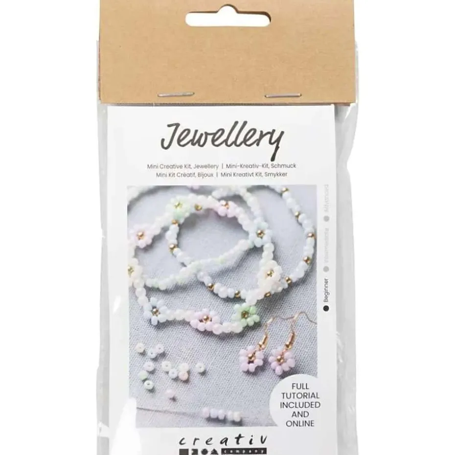 Creativ Company Mini DIY Kit Smykker Elastisk Armbånd, Ørering