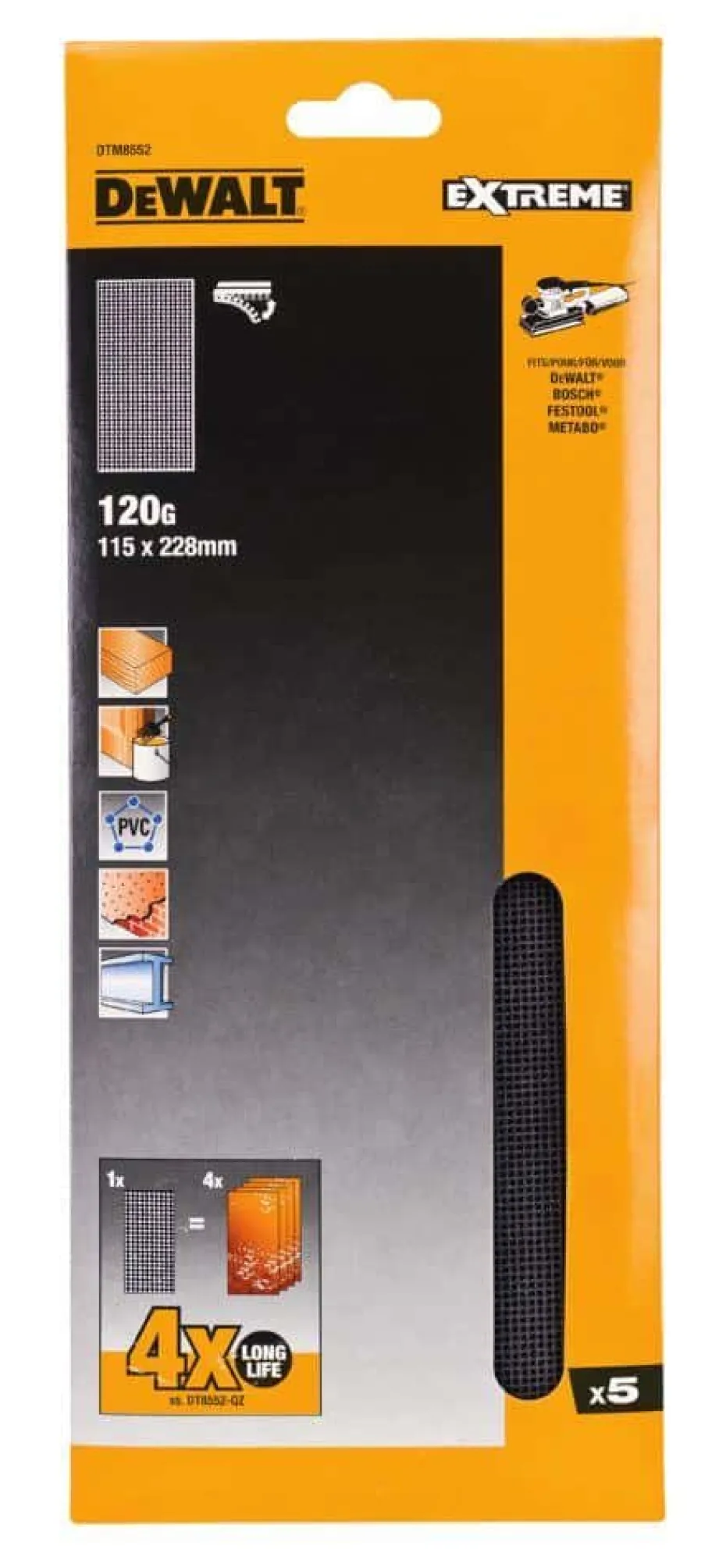 DeWalt DTM8552 slipepapir 120K 5-pk