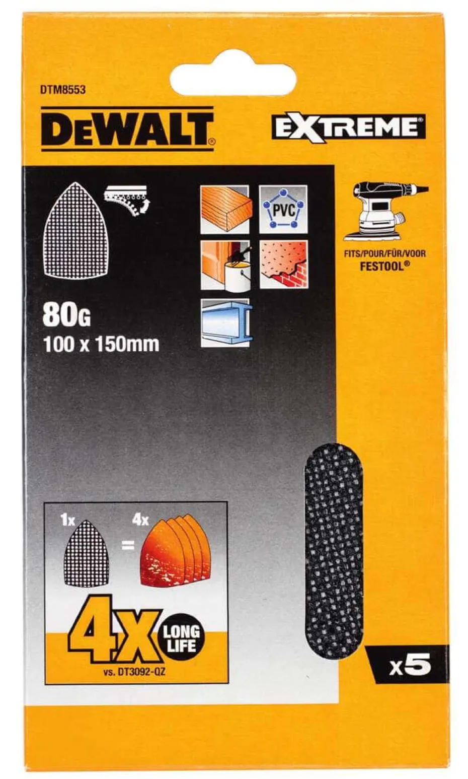 DeWalt DTM8553 slipepapir Mesh 5-pk
