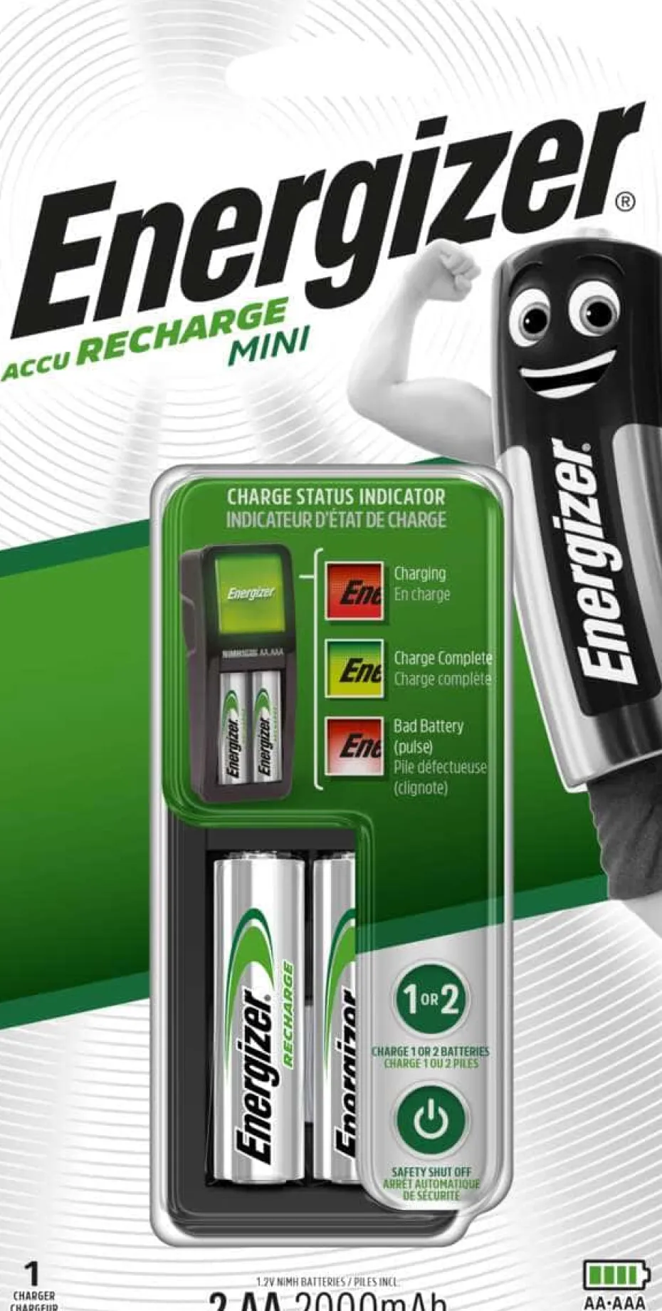 Energizer® AccuRecharge Mini batterilader
