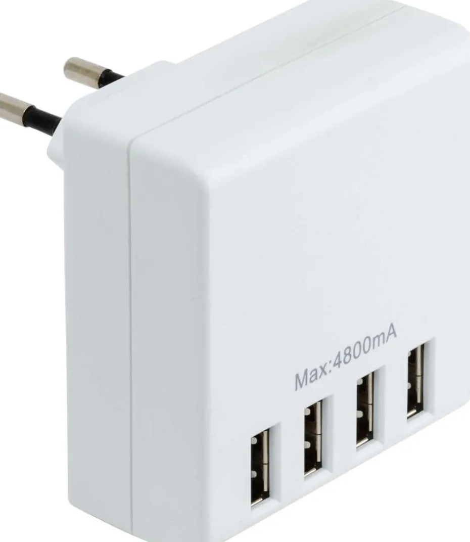 Geila dobbelstøpsel med 4 stykk USB-lader