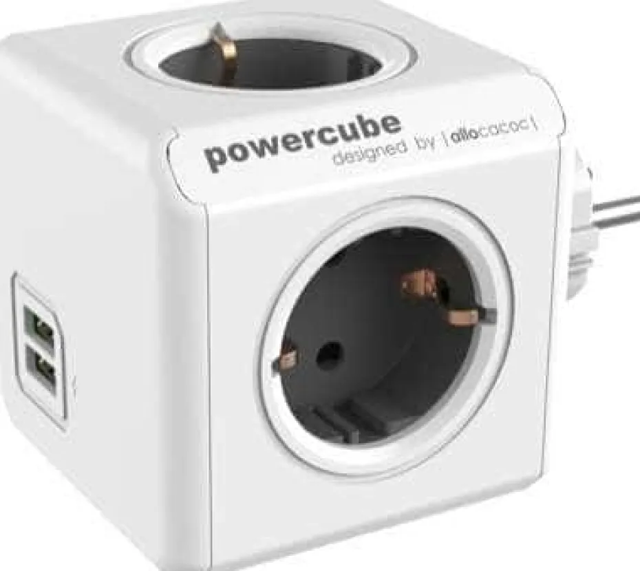 Gelia Powercube 4-veis skjøtekontakt jordet