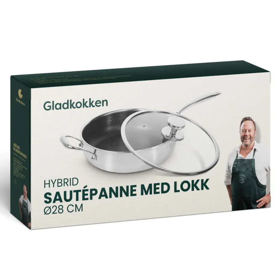 Gladkokken Hybrid sautepanne med lokk
