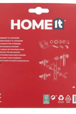 Home-it® dørhåndtakssett til hoveddør med 3 nøkler mattsvart