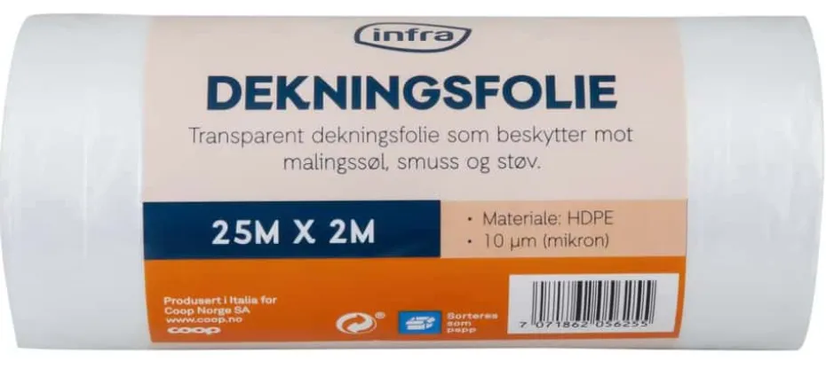 Infra 25x2 meter dekningsfolie