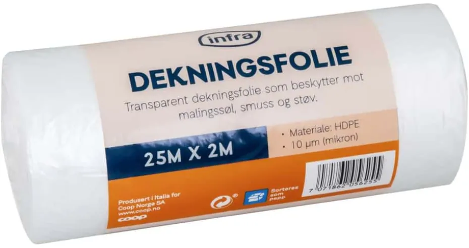 Infra 25x2 meter dekningsfolie