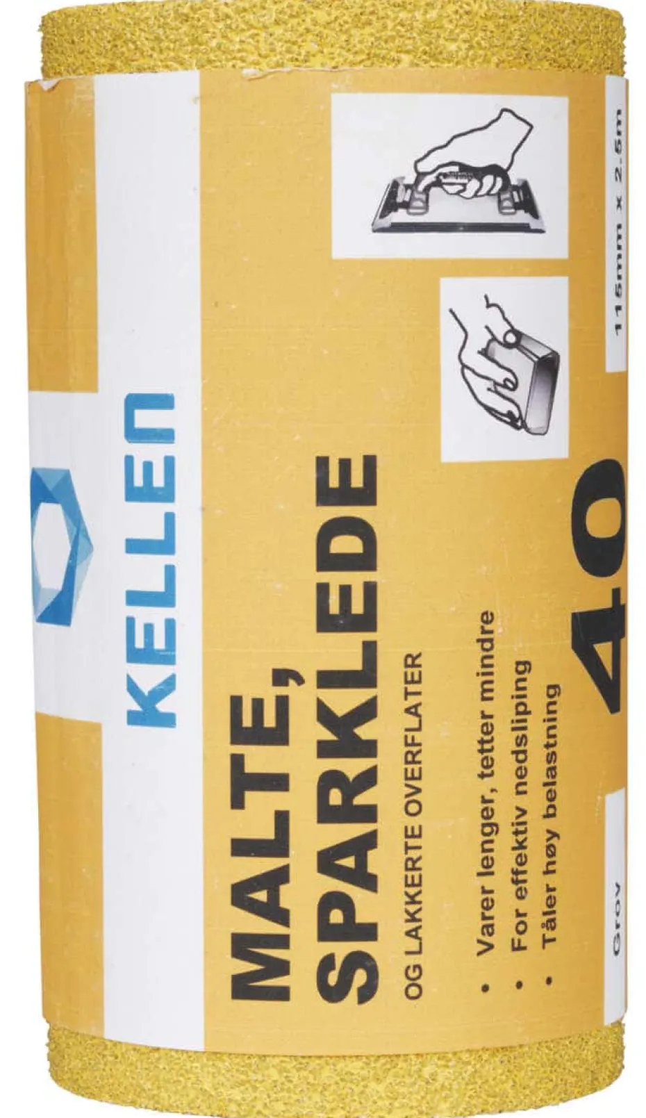 Kellen slipepapir 2,5 meter rull