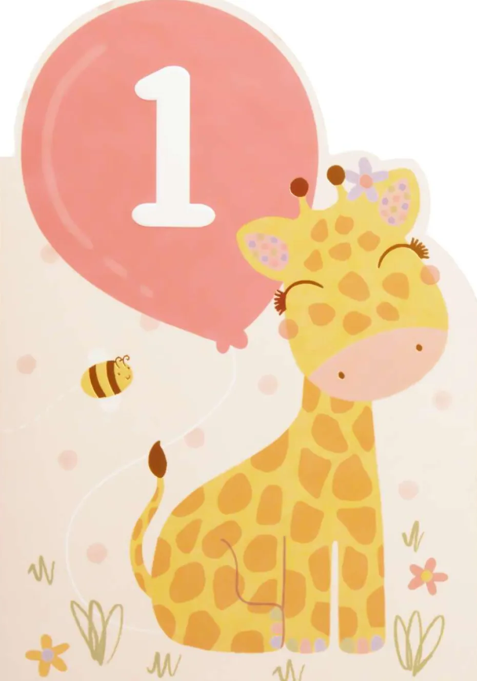 Kort 1 år Giraff rosa