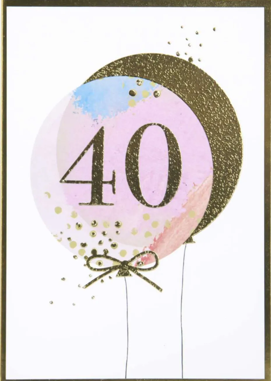 Kort 40 år Rosa/gull