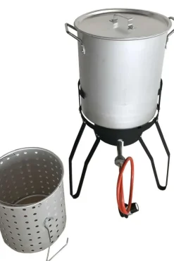 Krabbekoker med stativ og gryte