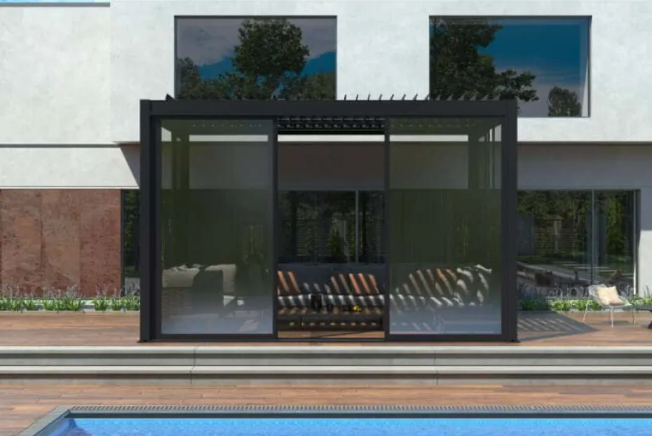 Krifon Stavern pergola skyvedør i glass