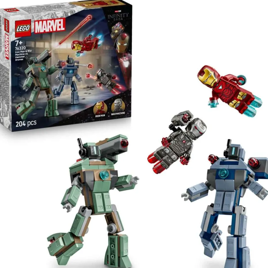 LEGO® ǀ Marvel Iron Man og War Machine mot Hammer-droner 76320
