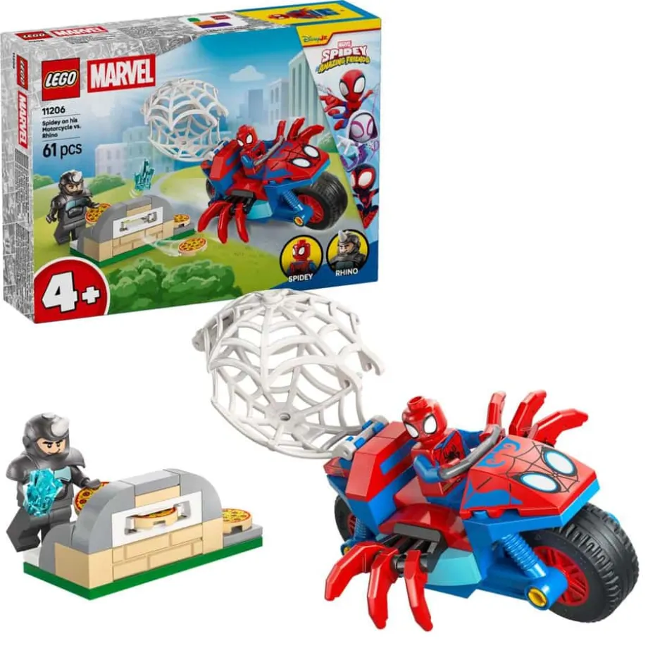 LEGO® ǀ Marvel Spidey og hans fantastiske venner Spidey på motorsykkel mot Rhino 11206