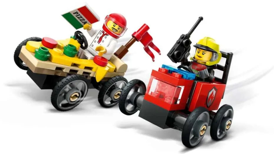 LEGO® City Billøp mellom pizzabil og brannbil 60458