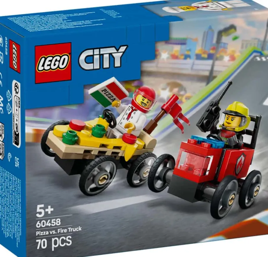 LEGO® City Billøp mellom pizzabil og brannbil 60458