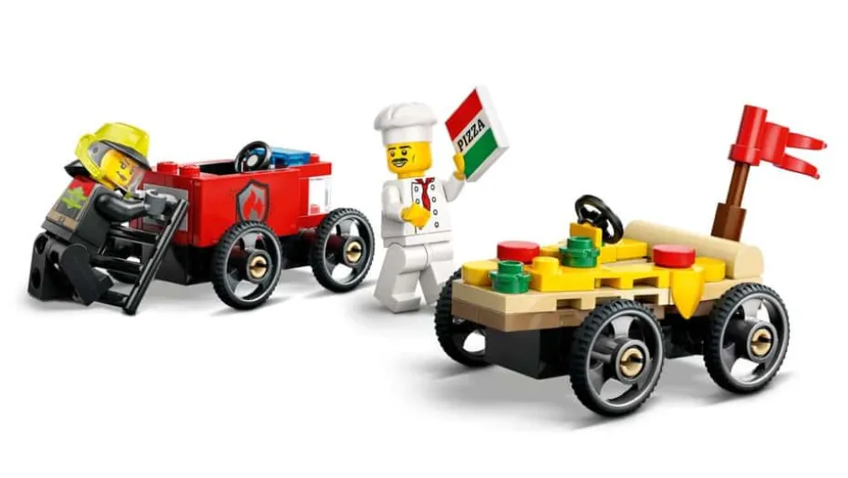 LEGO® City Billøp mellom pizzabil og brannbil 60458