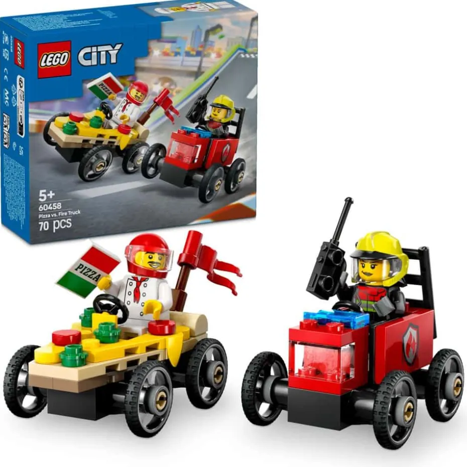 LEGO® City Billøp mellom pizzabil og brannbil 60458