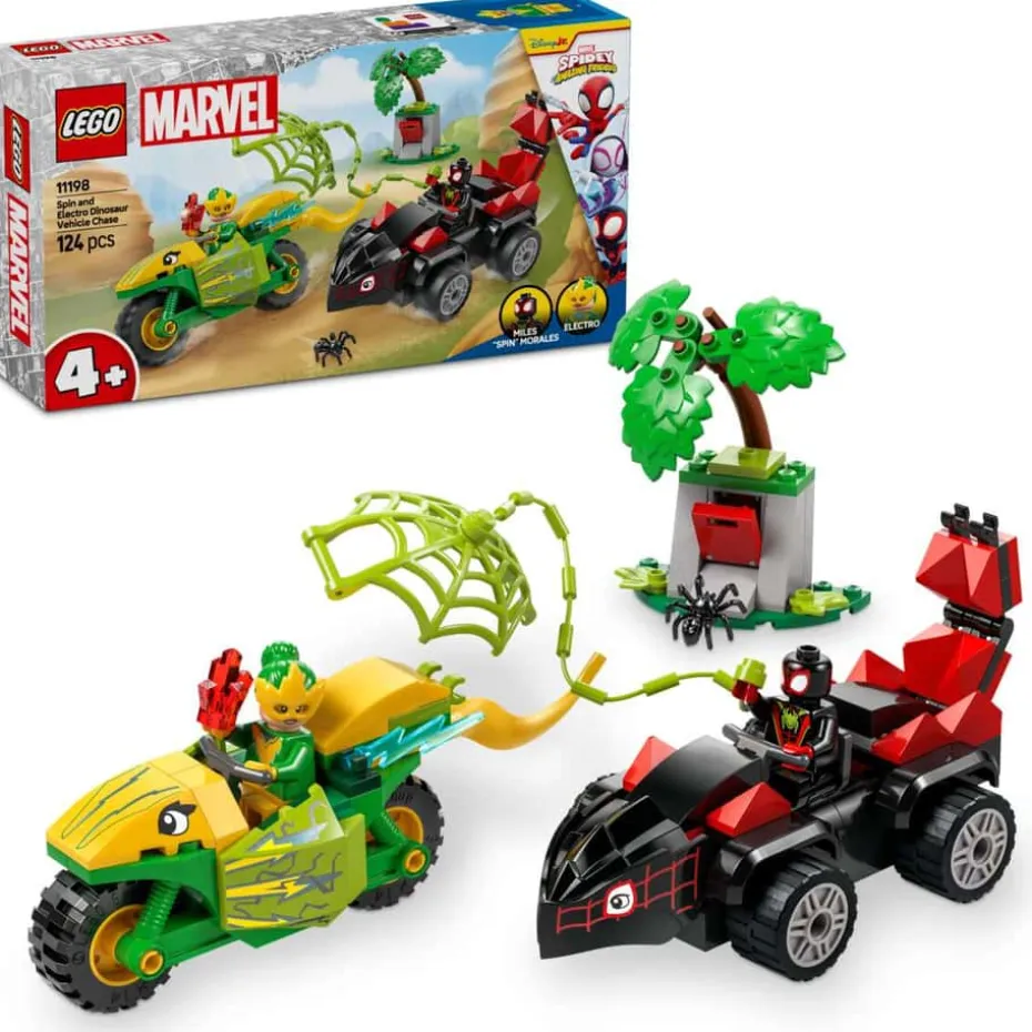 LEGO® Marvel Spidey og hans fantastiske venner Dinosaurkjøretøyjakt med Spin og Electro 11198
