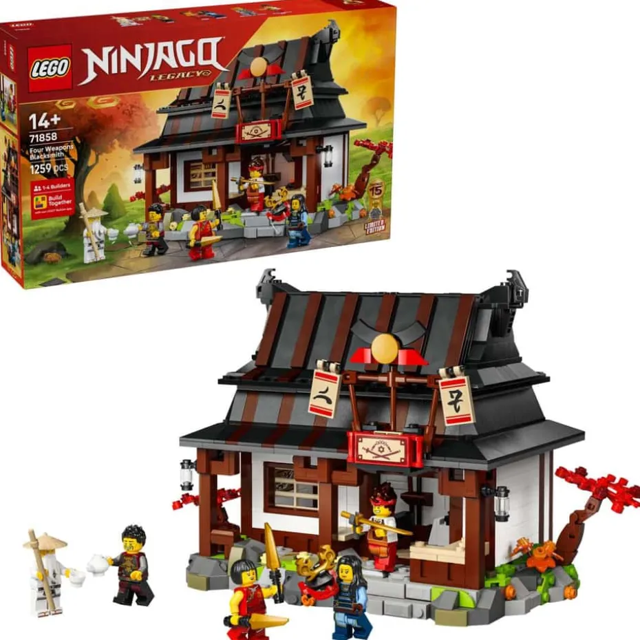 LEGO® NINJAGO® 15-årsjubileumssett med 4 våpen-smia 71858