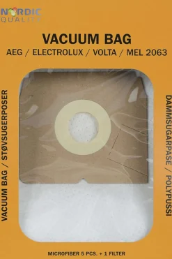 MEL 2063 støvsugerposer 5pk + 1 filter
