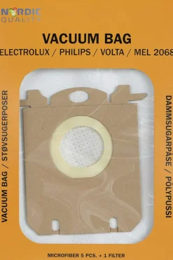 MEL 2068 støvsugerposer 5pk + 1 filter