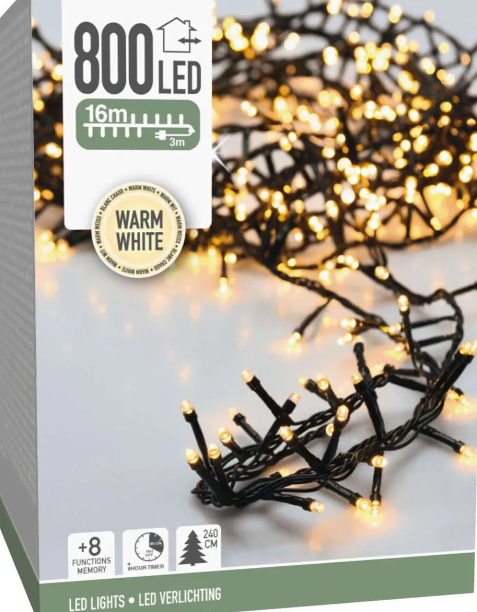 Microcluster lyslenke med 800 varmhvite led lys