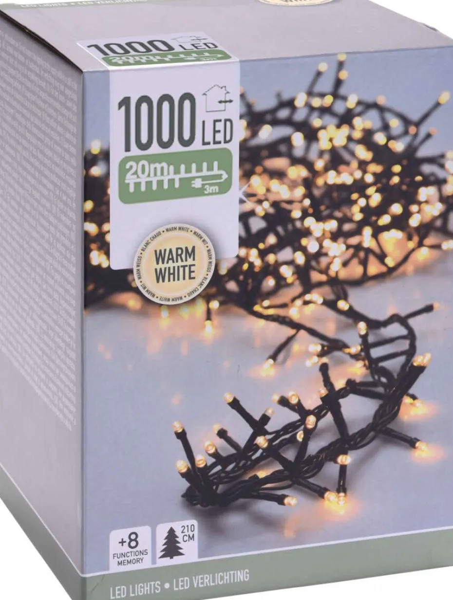 Microcluster lyslenke med 1000 varmhvite led lys