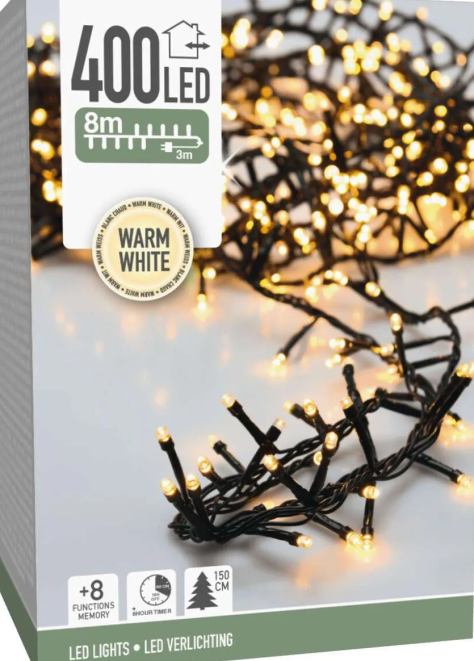 Microcluster lyslenke med 400 varmhvite led lys