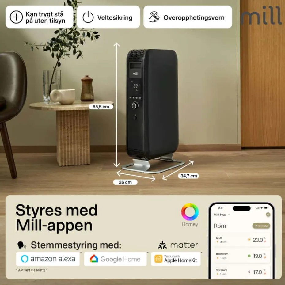 Mill Gentle Air WiFi Gen 3 1500W oljeovn