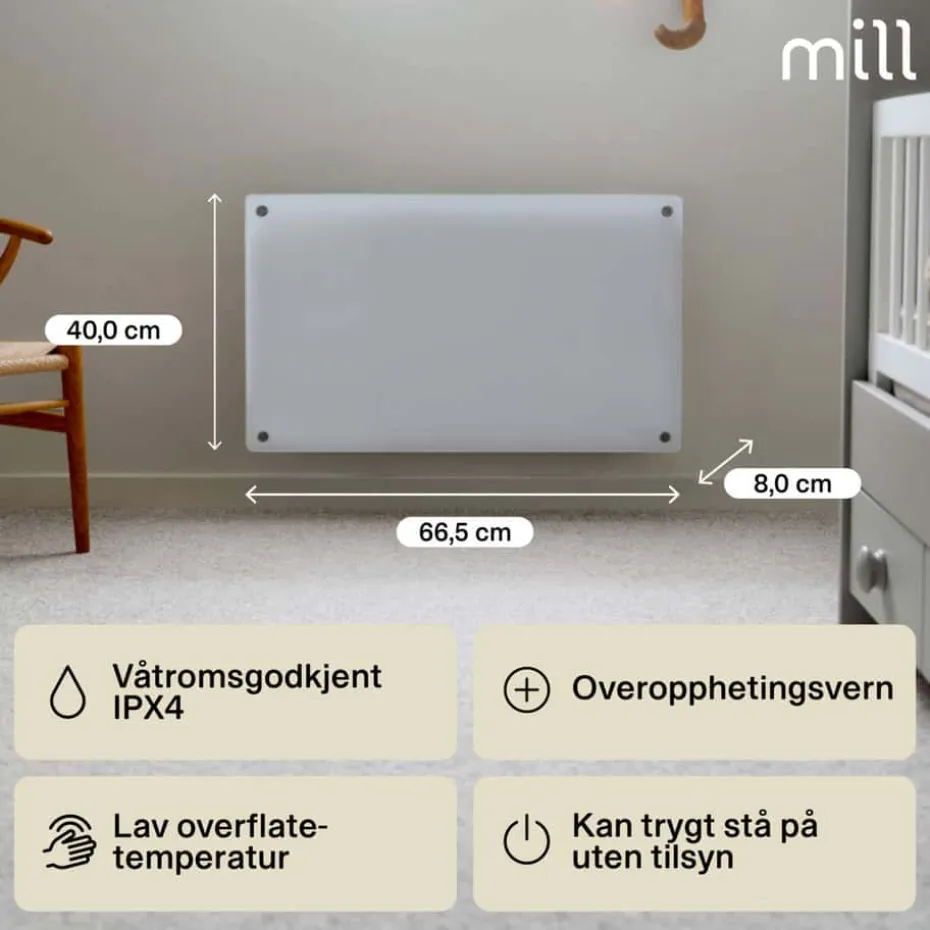 Mill Glass 600W panelovn