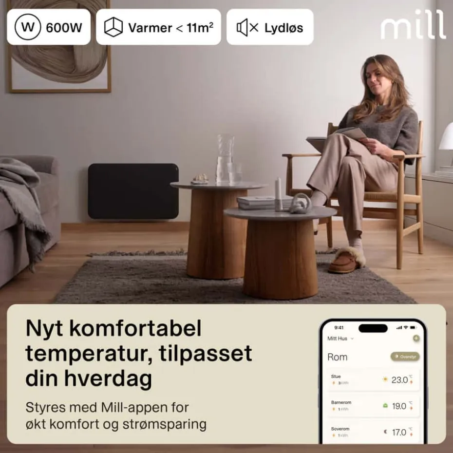 Mill Invisible Smart WiFi Gen 4 600W panelovn