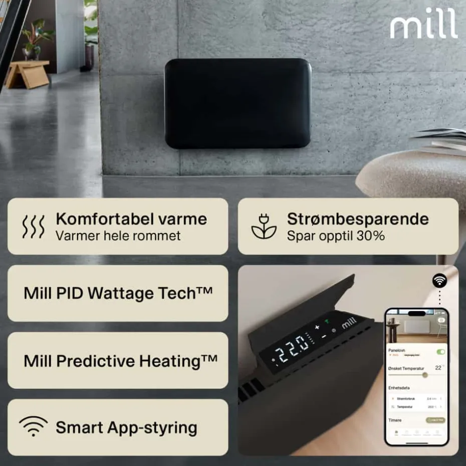 Mill Invisible Smart WiFi Gen 4 600W panelovn