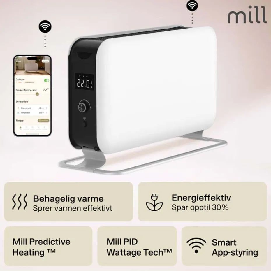 Mill Convection Max Wifi 1500W hvit gulvovn