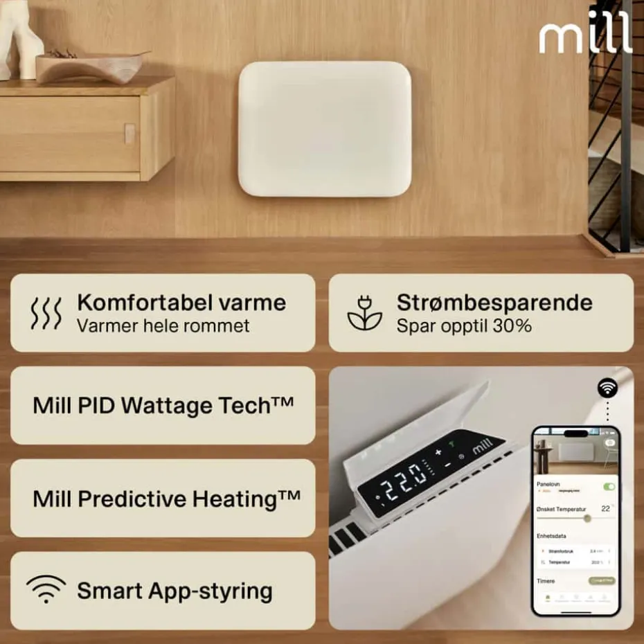 Mill Invisible Smart WiFi Gen 4 400W panelovn
