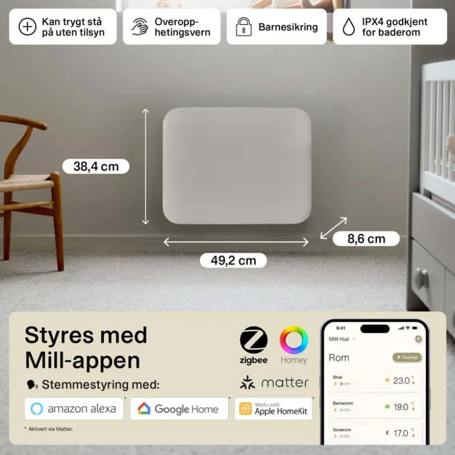 Mill Invisible Smart WiFi Gen 4 400W panelovn