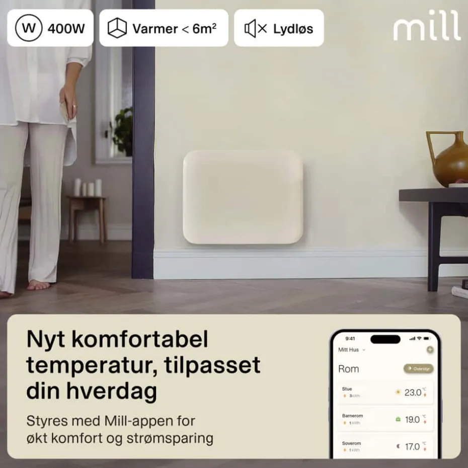 Mill Invisible Smart WiFi Gen 4 400W panelovn