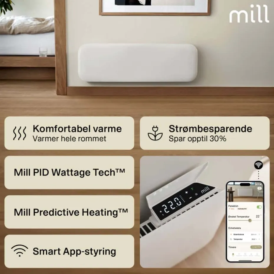 Mill Invisible Smart WiFi 500W Gen. 4 panelovn