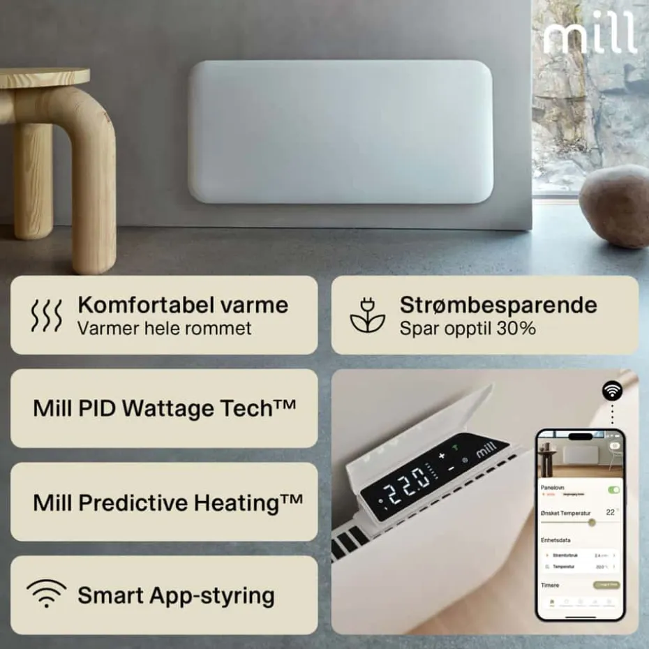 Mill Invisible Smart WiFi 900W Gen. 4 panelovn