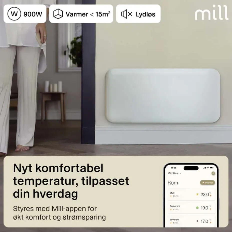 Mill Invisible Smart WiFi 900W Gen. 4 panelovn