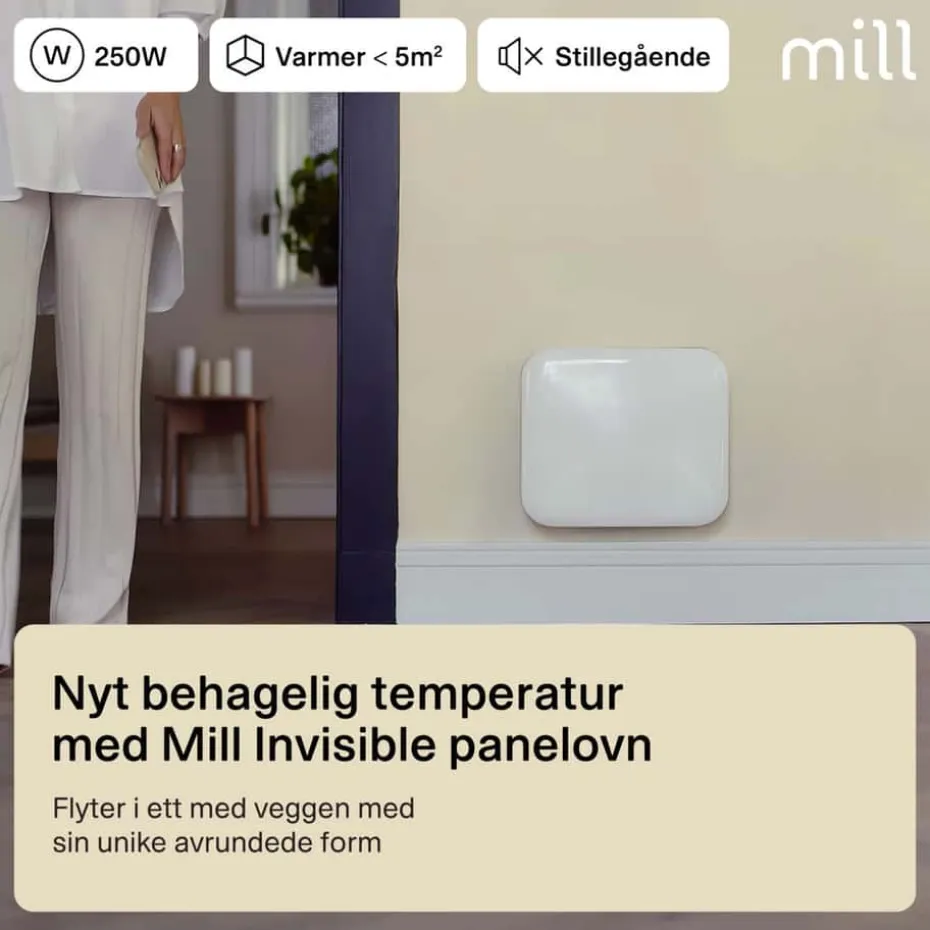 Mill Invisible 250W panelovn