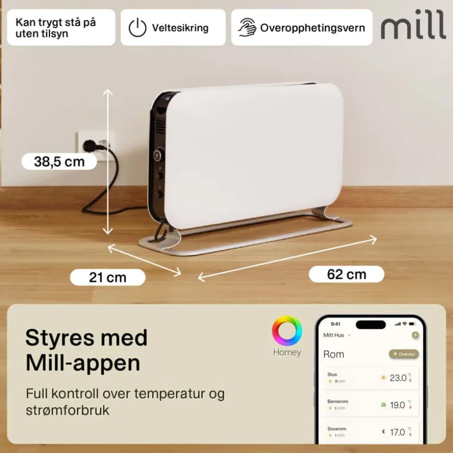 Mill WiFi 1200W gulvovn