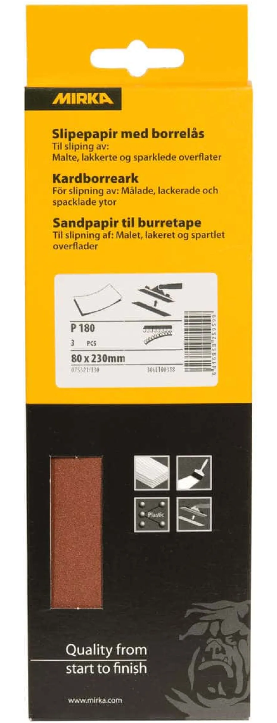 Mirka slipepapir med borrelås 3-pk
