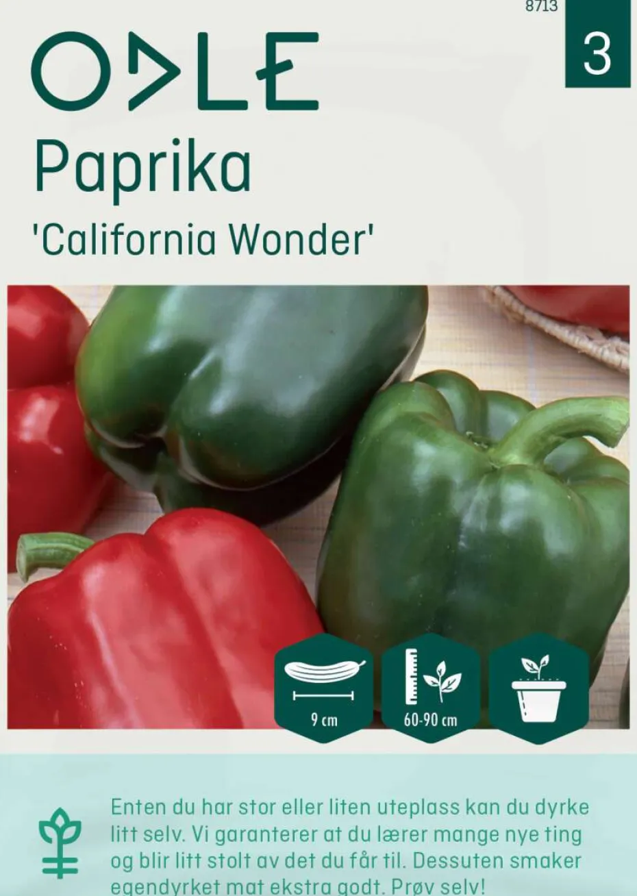 Odle 'California Wonder' paprika frø