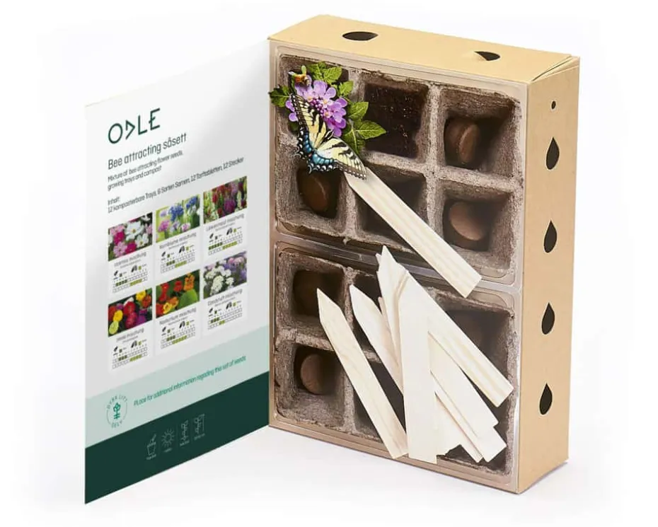 Odle dyrkesett med bie tiltrekkende blomster