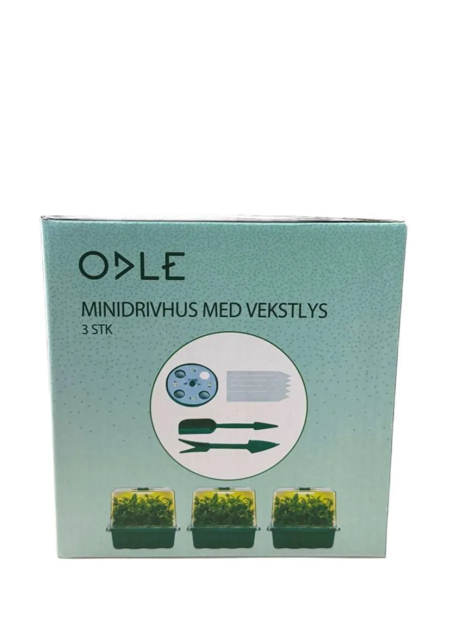 Odle minidrivhus med LED-lys 3-pk