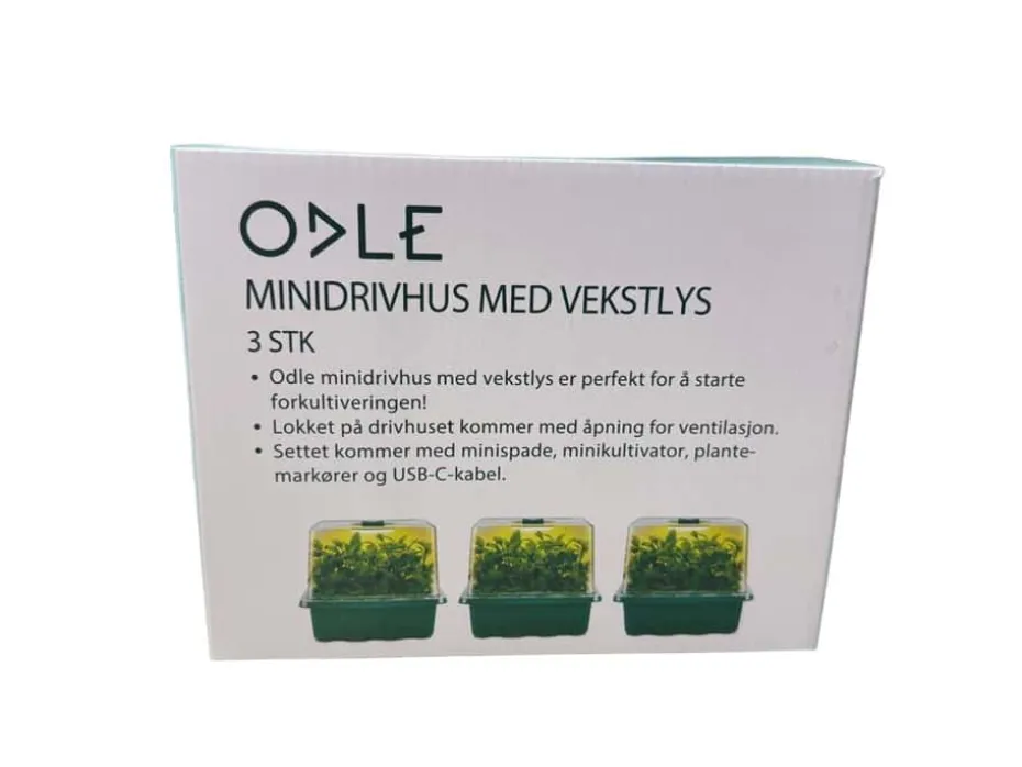 Odle minidrivhus med LED-lys 3-pk