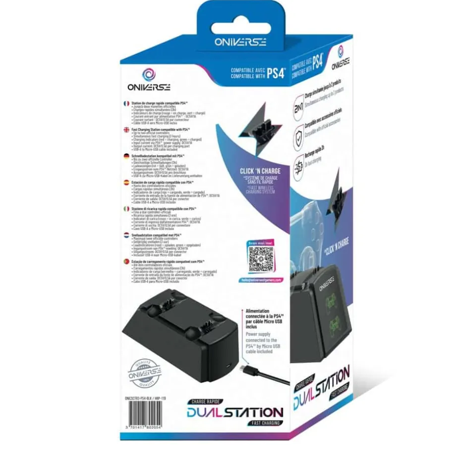 ONIVERSE dobbel ladestasjon for PS4™-kontrollere