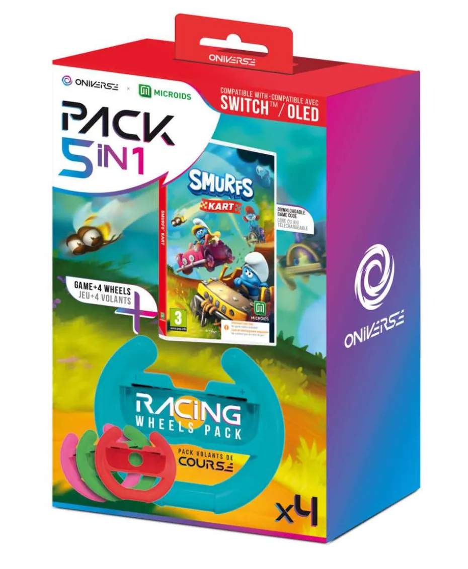 ONIVERSE Smurfs Kart racinghjul 4-pakning til Nintendo Switch (inkl. spill)