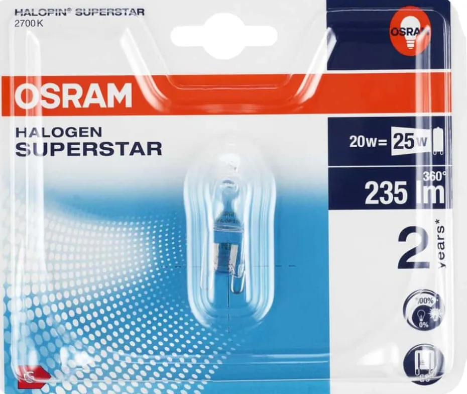 OSRAM halogenpære- halopin sst eco 20w 240v g9